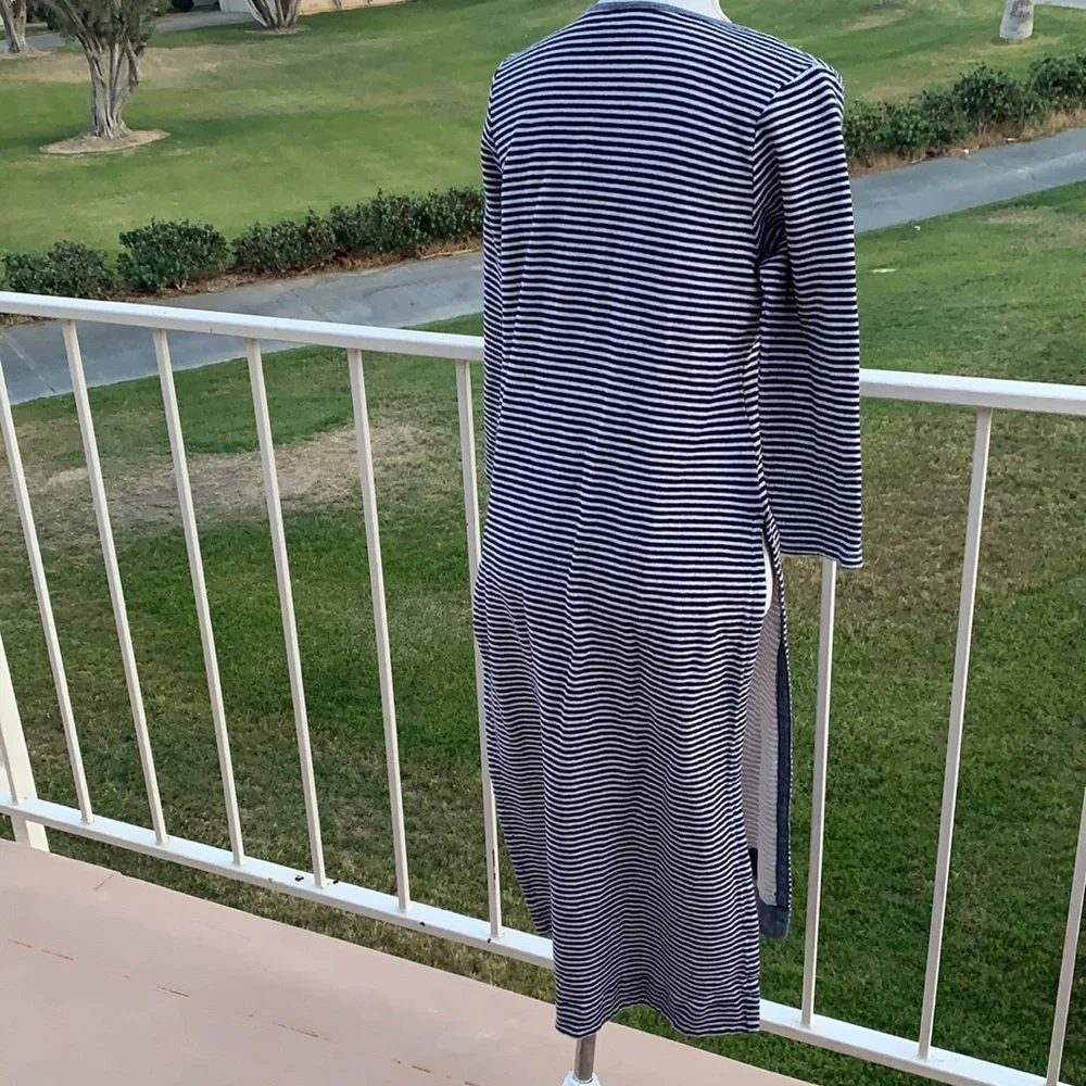 Anthropologie Postmark blue and white strip midi dress large - Picture 7 of 9